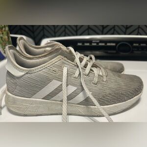 Adidas cloud foam tennis shoes, gray and white size 6.5